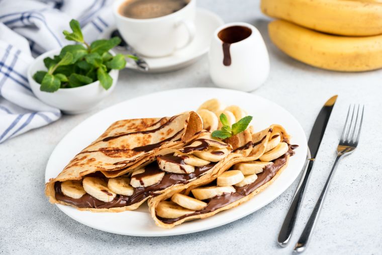 Postre de crepes con Nutella y banana: una receta con éxito asegurado.
