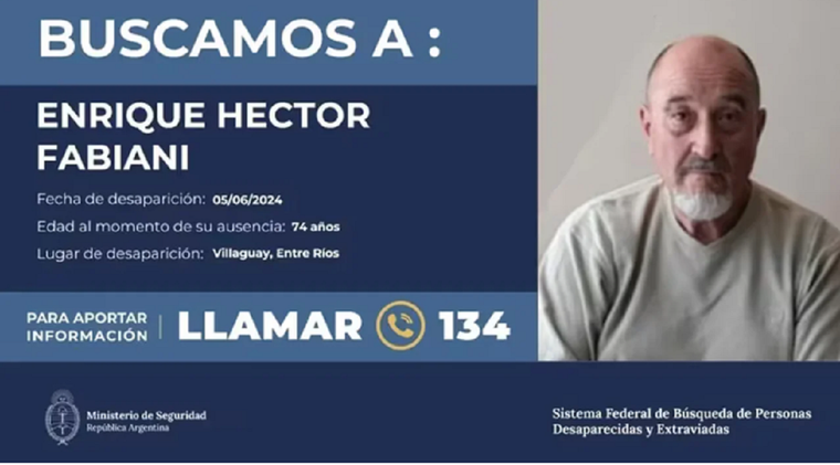 El jubilado desaparecido Foto: NA