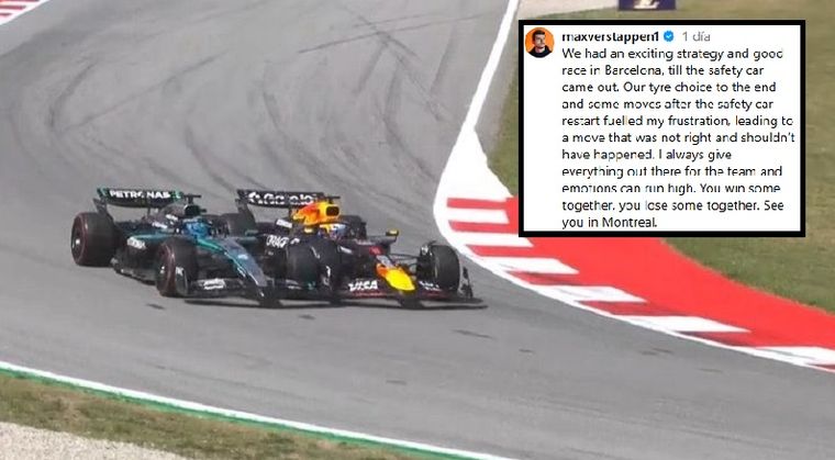 El posteo de Max Verstappen tras la maniobra con Russell El posteo de Max Verstappen tras la maniobra con Russell