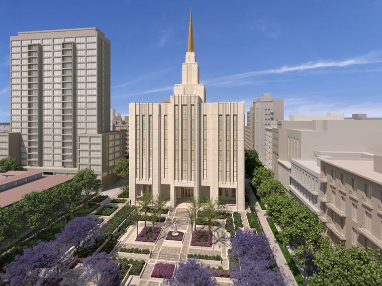 Render del mega templo mormón planificado junto al Convento de Santa Catalina de Siena.
