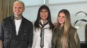 Moria Casán junto a Eugenia Suárez y Mauro Icardi tras la charla. 