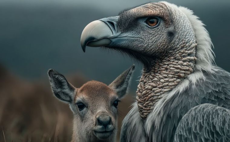 El guanaco y el cóndor y un dilema propio de la existencia. Imagen generada con IA