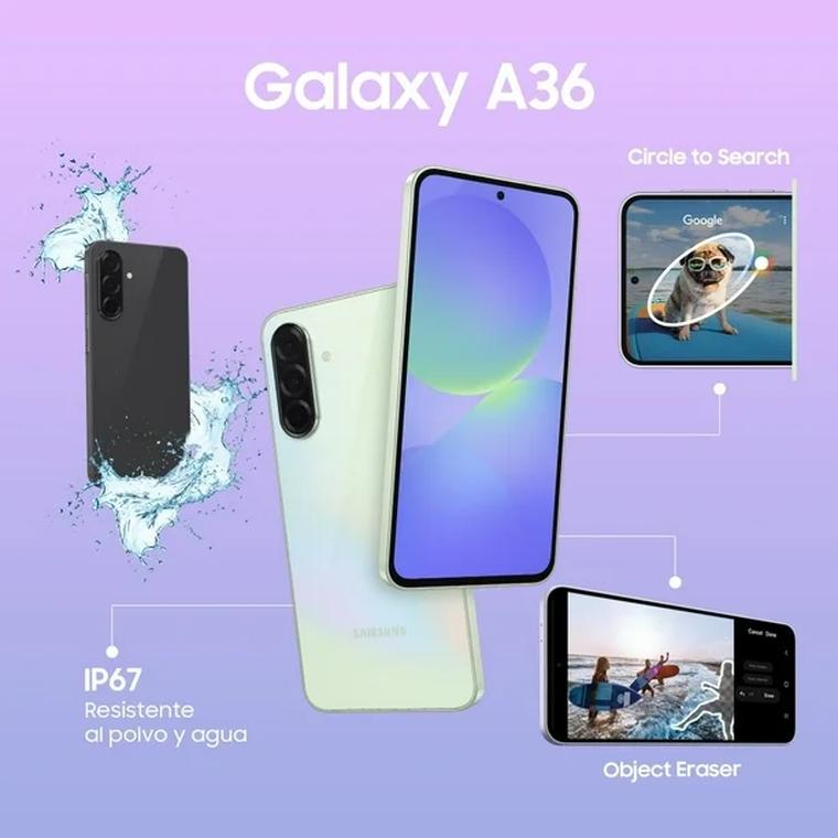 El Samsung A36 es resistente al agua. El Samsung A36 es resistente al agua.