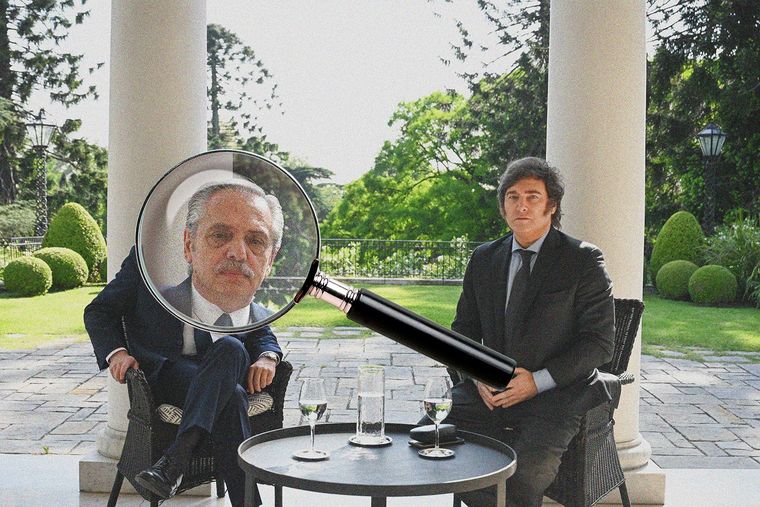 La IA analizó los gestos de Javier Milei y Alberto Fernández. Foto: Foto original: prensa presidencia