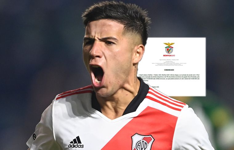 Enzo Fernández El volante de River jugará en Benfica a partir de 2023.