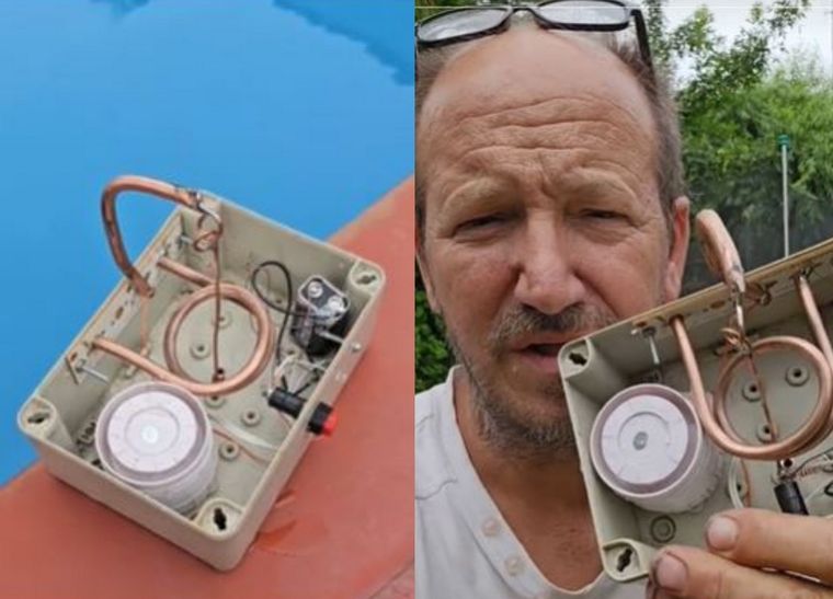 Alejandro ideó una alarma que detecta cuando un chico o una mascota cae a una pileta al percibir las ondulaciones del agua Foto: Captura de video