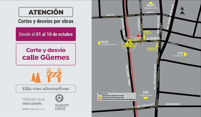 Godoy Cruz recomienda a los vecinos respetar las señalizaciones y elegir vías alternativas. Godoy Cruz recomienda a los vecinos respetar las señalizaciones y elegir vías alternativas.