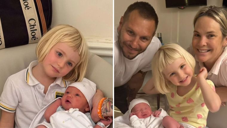 Muni junto a su hijo Vicente el día de su nacimiento en mayo de 2025, los acompaña su esposo y su hija. Muni junto a su hijo Vicente el día de su nacimiento en mayo de 2025, los acompaña su esposo y su hija.