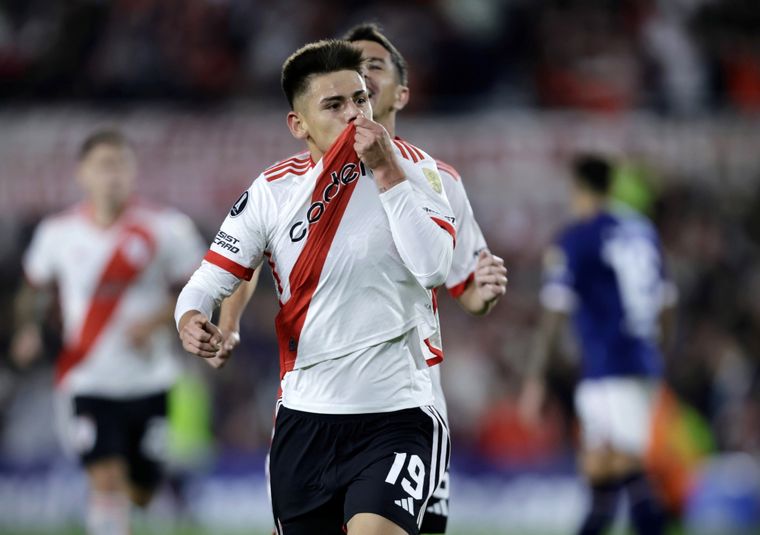 Echeverri celebrando su gol. Foto: FotoBaires