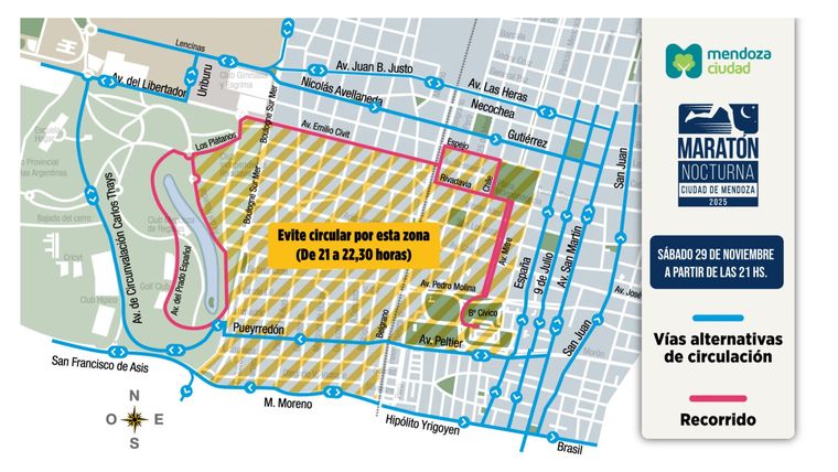 Maratón Nocturna: cortes de tránsito y operativo especial. Maratón Nocturna: cortes de tránsito y operativo especial.