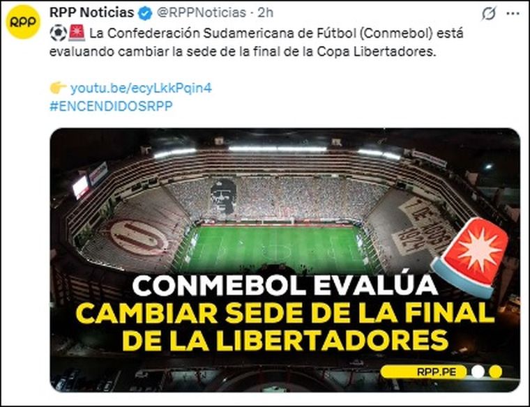 ¿La final de la Copa Libertadores cambia de sede? ¿La final de la Copa Libertadores cambia de sede?