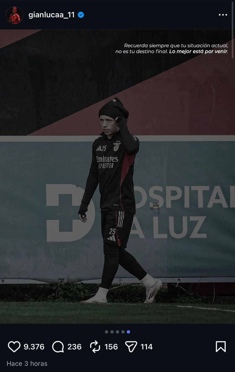 El posteo de Prestianni en Instagram: ¿guiño a River? El posteo de Prestianni en Instagram: ¿guiño a River?