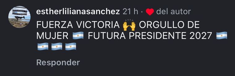 La vicepresidente le dio me gusta a comentarios que alientan su candidatura a la Presidencia de la Nación para el 2027. Fuente: Instagram La vicepresidente le dio me gusta a comentarios que alientan su candidatura a la Presidencia de la Nación para el 2027. Fuente: Instagram