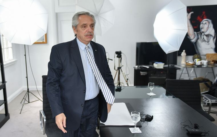 El presidente Alberto Fernández durante la entrevista que mantuvo con esta agencia. Foto: Noticias Argentinas