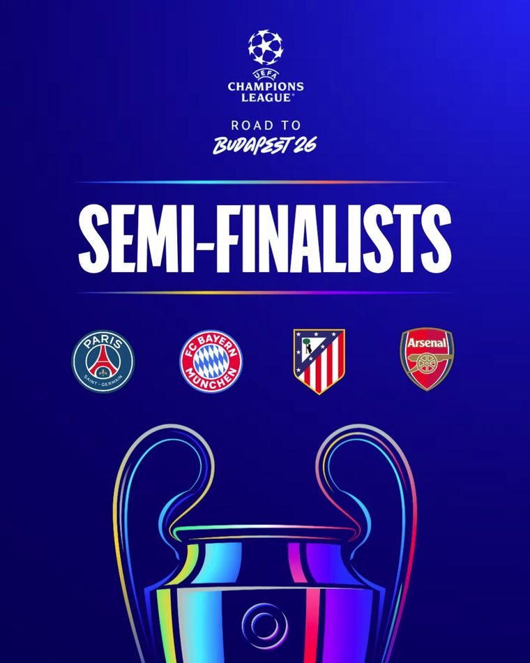 Los cuatro semifinalistas de la Champions League. Los cuatro semifinalistas de la Champions League.