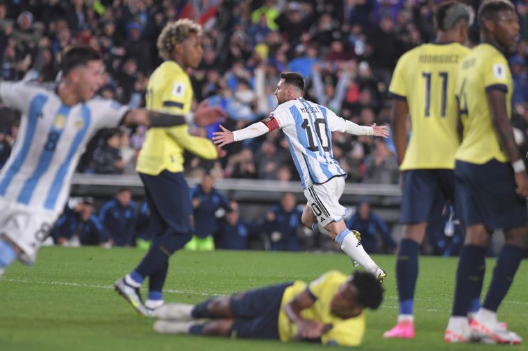 Messi y otro récord en la Selección argentina: máximo goleador de las Eliminatorias Foto: Télam