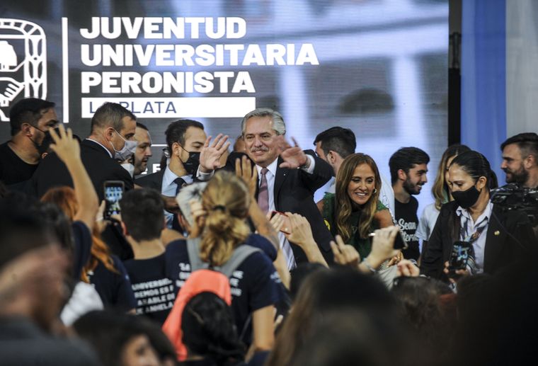 El presidente durante el evento en la Universidad de La Plata. Foto: Télam