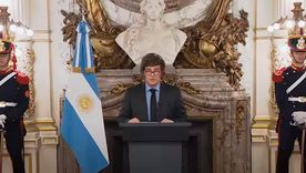 Javier Milei durante su anuncio por cadena nacional.