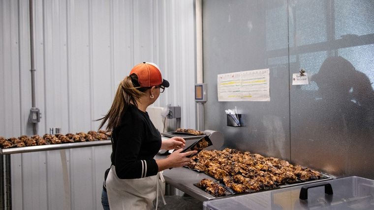 Planta de procesamiento cárnico en Davison, Míchigan, el 1 de mayo de 2020.