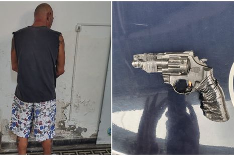 El sospechoso y el arma de fuego que portaba en Maipú.