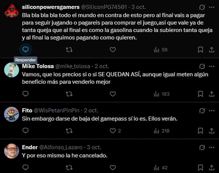 Los usuarios realizaron numerosas quejas en X tras la subidas de precios. Los usuarios realizaron numerosas quejas en X tras la subidas de precios.