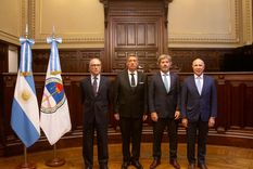 El ministro de Justicia, Juan Bautista Mahiques, tuvo su primer encuentro con los jueces de la Corte Suprema: Carlos Rosenkrantz, Horacio Rosatti y Ricardo Lorenzetti.