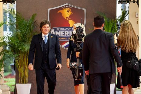 El presidente Javier Milei llegó a la Cumbre “Shield of the Americas”. El presidente Javier Milei llegó a la Cumbre “Shield of the Americas”.