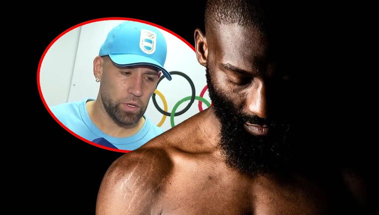 El kickboxer Cedric Doumbé invitó a pelear a Otamendi. Foto: @cedricdoumbe y captura TyC Sports