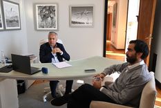El gobernador Alfredo Cornejo y el ministro de Hacienda, Víctor Fayad.