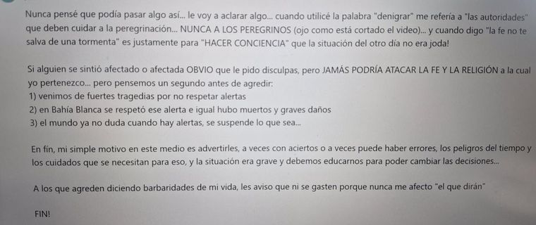 El posteo del meteorólogo. El posteo del meteorólogo.