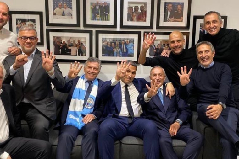 Macri y Guardiola festejaron juntos la goleada del Manchester City ante el Real Madrid Foto: CityXtra