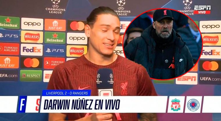 Darwin Núñez, delantero uruguayo del Liverpool, confesó que no entiende lo que dice DT Jurgen Klopp cuando da las charlas técnicas.