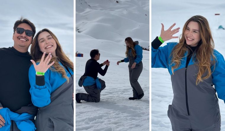 Un turista brasileño le pidió matrimonio a su novia en plena Cordillera de los Andes copada de nieve.