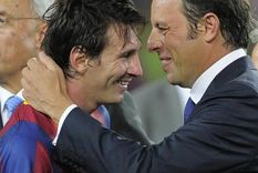 Messi y Rosell tras ganar la Champions en 2011.