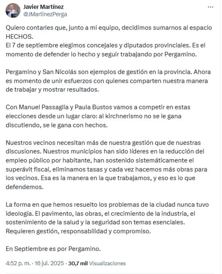 El intendente PRO de Pergamino rechazó el acuerdo electoral con LLA. El intendente PRO de Pergamino rechazó el acuerdo electoral con LLA.