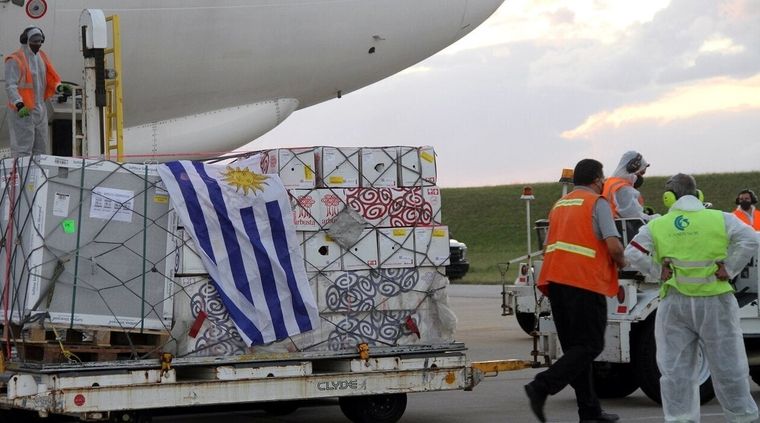 Un cargamento de vacunas llega a Uruguay. Foto: Paho.