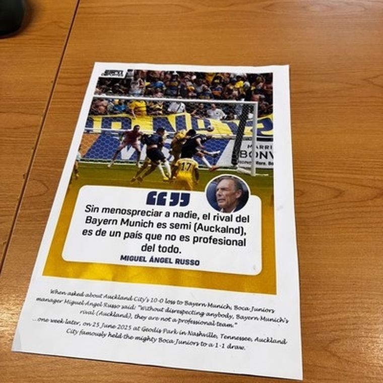 Auckland City dejó en claro que no olvidó las palabras del técnico argentino. Auckland City dejó en claro que no olvidó las palabras del técnico argentino.