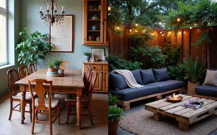 Sillas vintage. y muebles de palets para el jardín. Sillas vintage. y muebles de palets para el jardín.