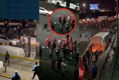 Batalla campal entre hinchas de River y Racing en la autopista Buenos Aires - La Plata. Batalla campal entre hinchas de River y Racing en la autopista Buenos Aires - La Plata.