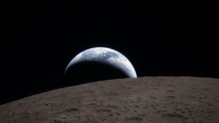 Una vista espectacular de la Tierra, desde el punto de vista de la Luna.