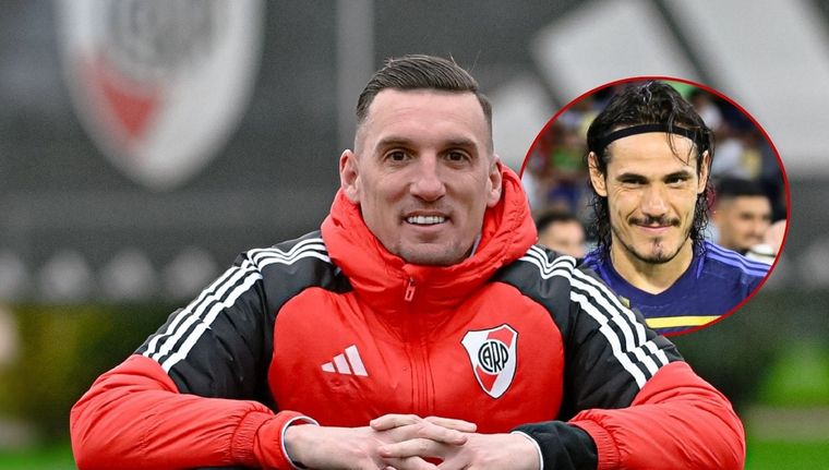 Cómo fue la reacción de Franco Armani cuando le preguntaron por la ausencia de Edinson Cavani en el Superclásico del domingo. Foto: X @RiverPlate | IG @cavaniofficial21