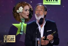 Natalia Oreiro y Guillermo Francella vivieron una tensa situación en los Premios Martín Fierro de Cine 2024. Foto: Captura de pantalla Youtube América TV/ Captura de pantalla Youtube América TV.