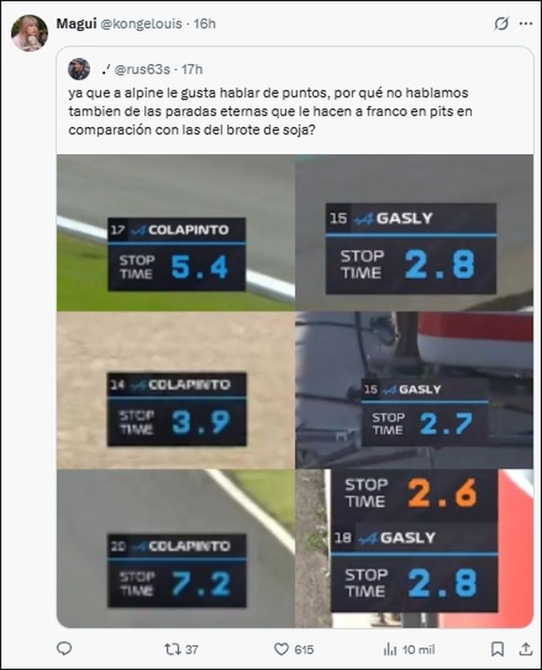 Los hinchas argentinos no tardaron en reaccionar al posteo de Alpine. Los hinchas argentinos no tardaron en reaccionar al posteo de Alpine.