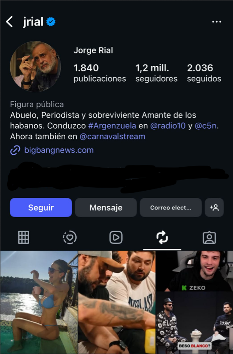 El primer posteo en los compartidos del periodista. Créditos: Instagram El primer posteo en los compartidos del periodista. Créditos: Instagram