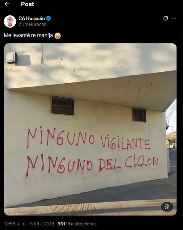 El desubicado posteo de la cuenta oficial de Huracán antes del clásico El desubicado posteo de la cuenta oficial de Huracán antes del clásico