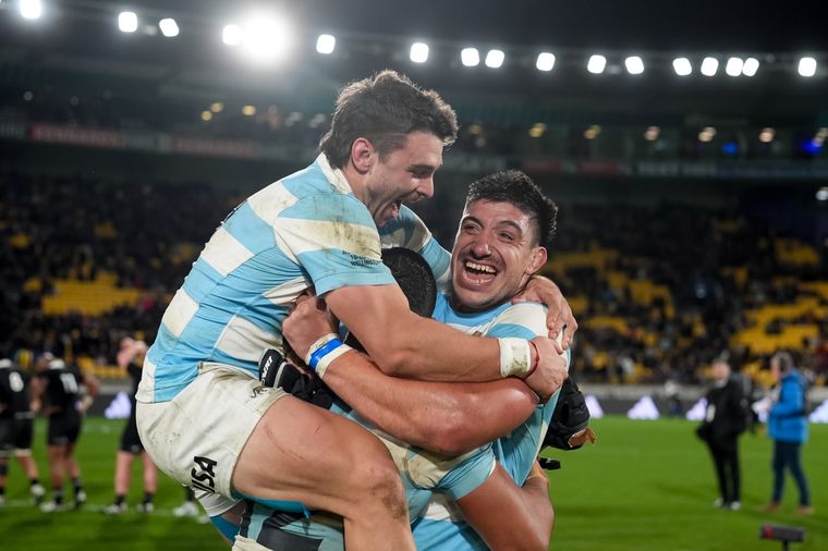 Los Pumas celebran ante Nueva Zelanda. Foto: Los Pumas