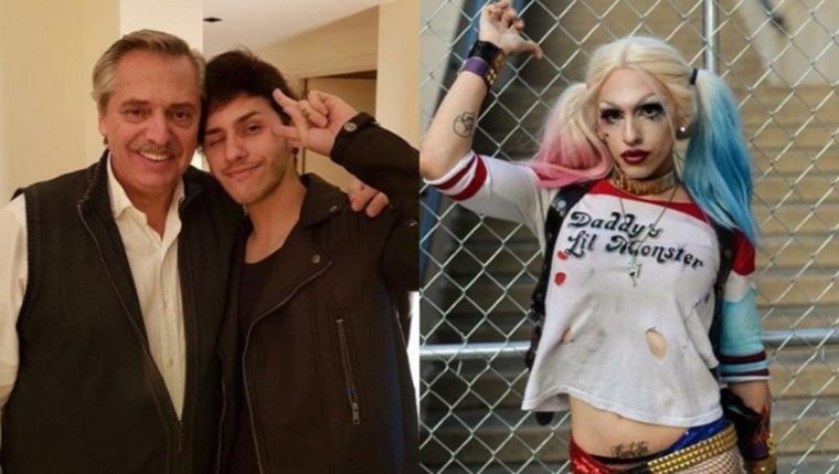 Alberto Fernández y su hijo Estanislao Fernández, más conocido por su nombre artístico, Dyhzy.