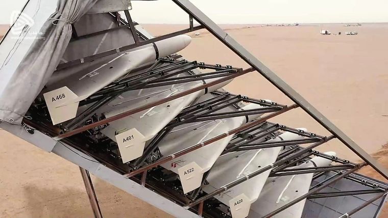 Drones iraníes, con componentes fabricados en Estados Unidos. Foto: EurAsian Times