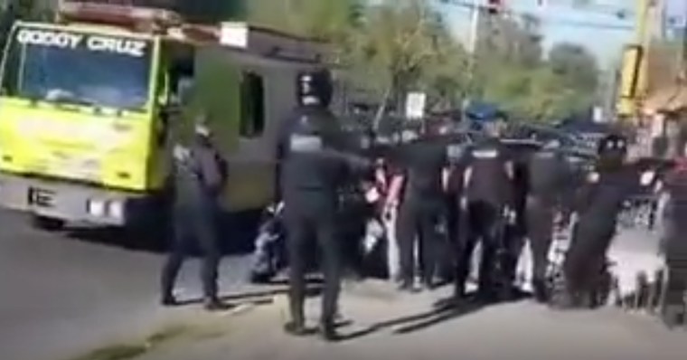 El importante despliegue para rescatar al policía en Godoy Cruz.&nbsp;