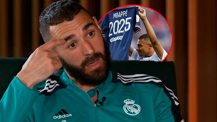 Benzema no quiso hablar sobre la decisión de Mbappé pero definió su trunca llegada al Real Madrid como pequeñitas cosas en comparación a la final de la Champions League. Foto: Movistar+